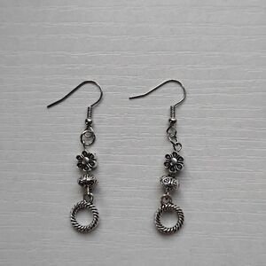 Chic Silver Floral Drop Earrings